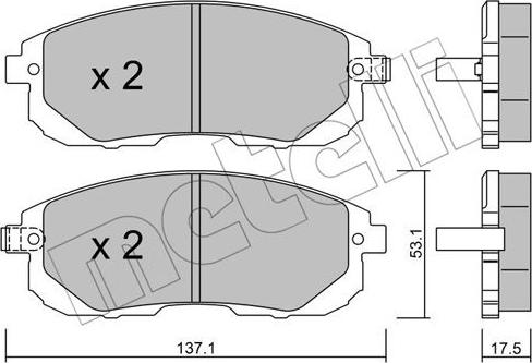 Metelli 22-0876-1 - Тормозные колодки, дисковые, комплект autosila-amz.com