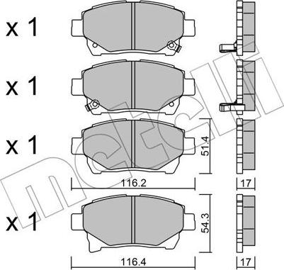 Metelli 22-0877-0 - Тормозные колодки, дисковые, комплект autosila-amz.com