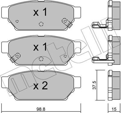 Metelli 22-0396-0 - Тормозные колодки, дисковые, комплект autosila-amz.com