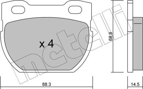 Metelli 22-0354-0 - Тормозные колодки, дисковые, комплект autosila-amz.com