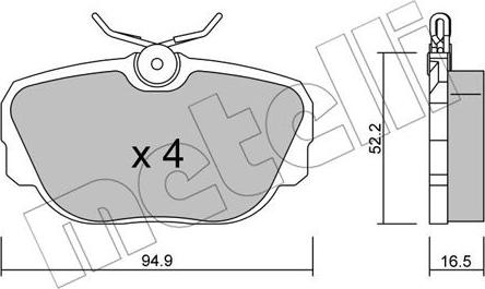 Metelli 22-0351-0 - Тормозные колодки, дисковые, комплект autosila-amz.com