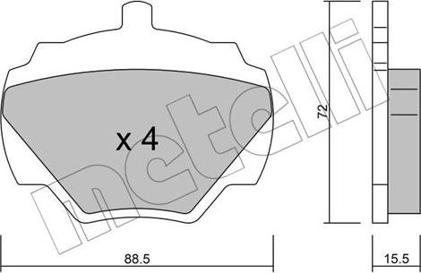 Metelli 22-0353-0 - Тормозные колодки, дисковые, комплект autosila-amz.com