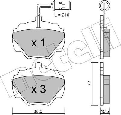 Metelli 22-0353-1 - Тормозные колодки, дисковые, комплект autosila-amz.com