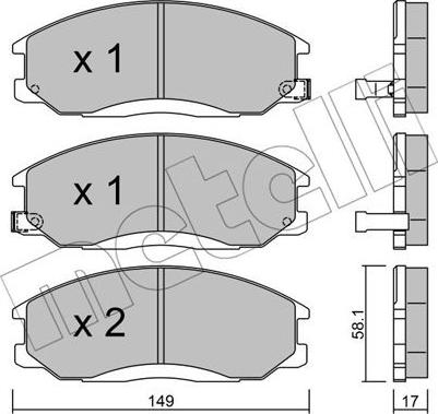 Metelli 22-0364-0 - Тормозные колодки, дисковые, комплект autosila-amz.com