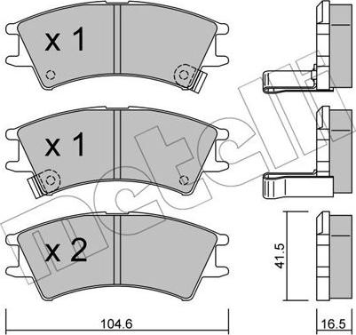 Metelli 22-0361-0 - Тормозные колодки, дисковые, комплект autosila-amz.com