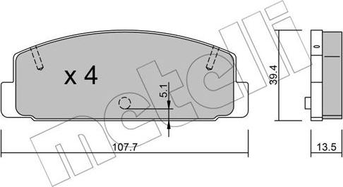 Metelli 22-0302-0 - Тормозные колодки, дисковые, комплект autosila-amz.com