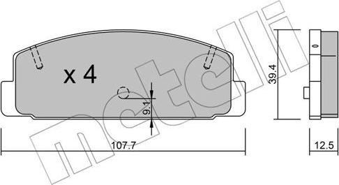 Metelli 22-0302-2 - Тормозные колодки, дисковые, комплект autosila-amz.com