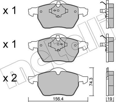 Metelli 22-0314-1 - Тормозные колодки, дисковые, комплект autosila-amz.com