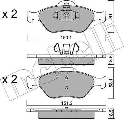 Metelli 22-0316-0 - Тормозные колодки, дисковые, комплект autosila-amz.com