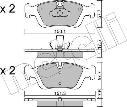 Metelli 22-0312-0 - Тормозные колодки, дисковые, комплект autosila-amz.com