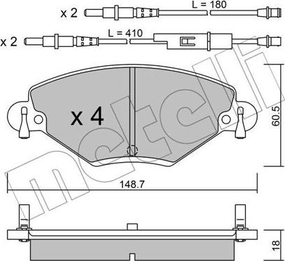 Metelli 22-0331-0 - Тормозные колодки, дисковые, комплект autosila-amz.com