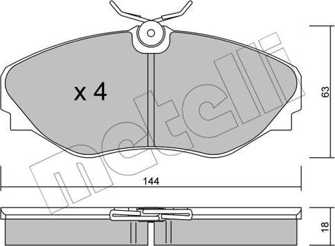 Metelli 22-0338-0 - Тормозные колодки, дисковые, комплект autosila-amz.com