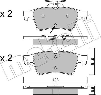 Metelli 22-0337-2 - Тормозные колодки, дисковые, комплект autosila-amz.com