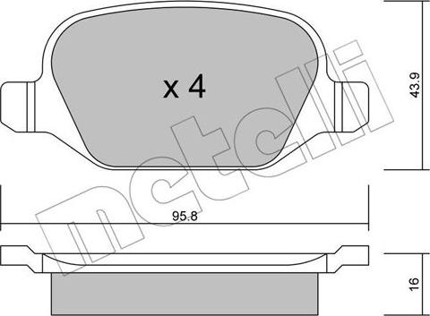 Metelli 22-0324-1 - Тормозные колодки, дисковые, комплект autosila-amz.com