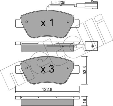 Metelli 22-0321-0 - Тормозные колодки, дисковые, комплект autosila-amz.com