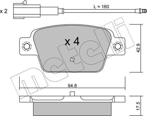 Metelli 22-0323-1 - Тормозные колодки, дисковые, комплект autosila-amz.com