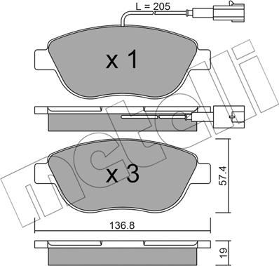 Metelli 22-0322-0 - Тормозные колодки, дисковые, комплект autosila-amz.com