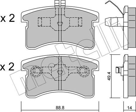 Metelli 22-0378-0 - Тормозные колодки, дисковые, комплект autosila-amz.com