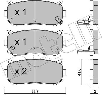 Metelli 22-0372-0 - Тормозные колодки, дисковые, комплект autosila-amz.com