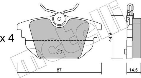 Metelli 22-0299-0 - Тормозные колодки, дисковые, комплект autosila-amz.com