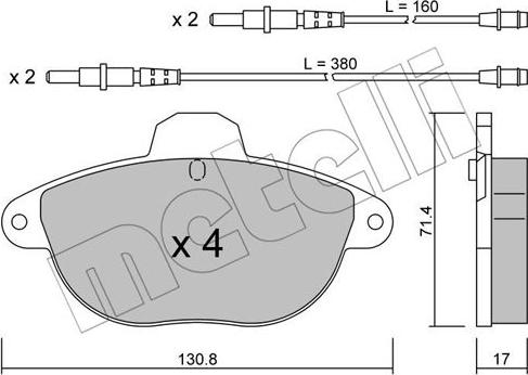 Metelli 22-0290-0 - Тормозные колодки, дисковые, комплект autosila-amz.com