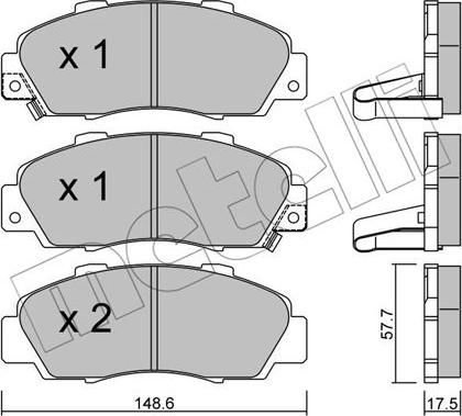 Metelli 22-0298-0 - Тормозные колодки, дисковые, комплект autosila-amz.com