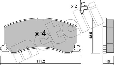 Metelli 22-0248-0 - Тормозные колодки, дисковые, комплект autosila-amz.com