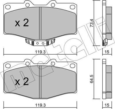 Metelli 22-0242-0 - Тормозные колодки, дисковые, комплект autosila-amz.com