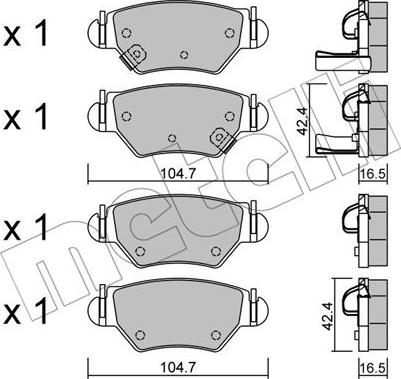 Metelli 22-0259-0 - Тормозные колодки, дисковые, комплект autosila-amz.com