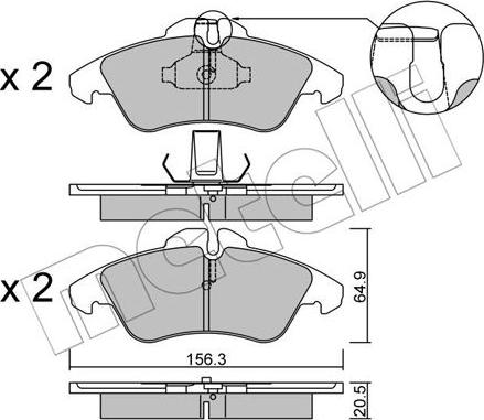 Metelli 22-0256-0 - Тормозные колодки, дисковые, комплект autosila-amz.com