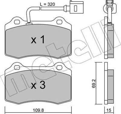 Metelli 22-0251-4 - Тормозные колодки, дисковые, комплект autosila-amz.com