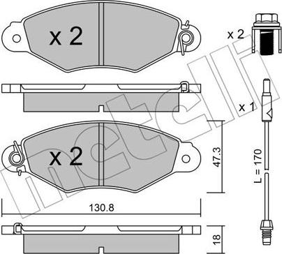 Metelli 22-0253-1 - Тормозные колодки, дисковые, комплект autosila-amz.com