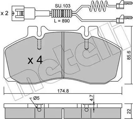 Metelli 22-0266-0K - Тормозные колодки, дисковые, комплект autosila-amz.com