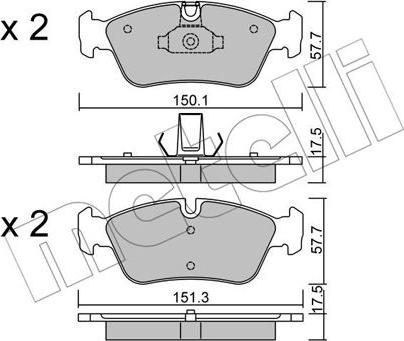 Metelli 22-0260-0 - Тормозные колодки, дисковые, комплект autosila-amz.com