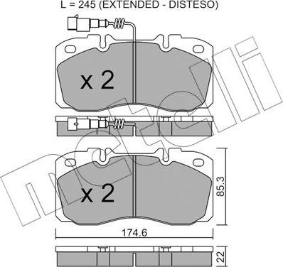 Metelli 22-0268-5 - Тормозные колодки, дисковые, комплект autosila-amz.com