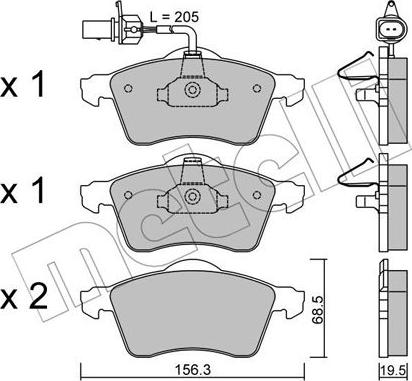 Metelli 22-0263-1 - Тормозные колодки, дисковые, комплект autosila-amz.com