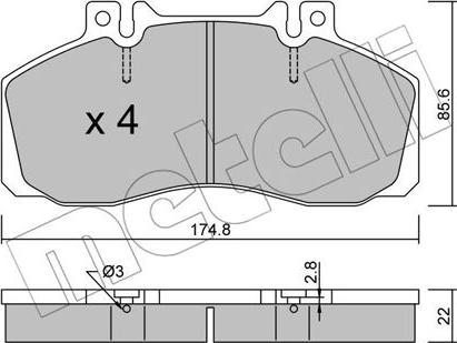 Metelli 22-0267-0 - Тормозные колодки, дисковые, комплект autosila-amz.com