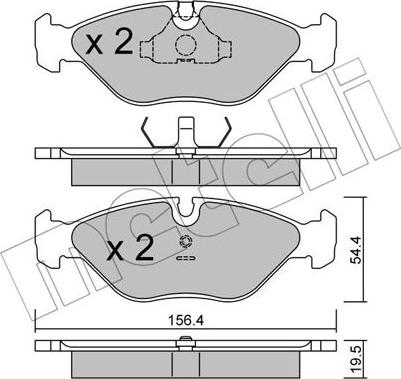 Metelli 22-0209-0 - Тормозные колодки, дисковые, комплект autosila-amz.com