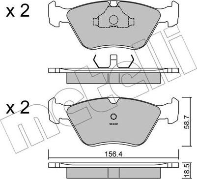 Metelli 22-0205-0 - Тормозные колодки, дисковые, комплект autosila-amz.com