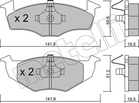 Metelli 22-0206-1 - Тормозные колодки, дисковые, комплект autosila-amz.com