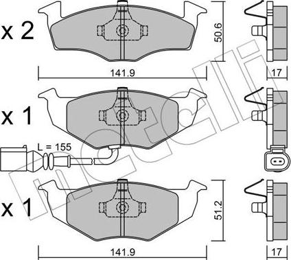 Metelli 22-0206-3 - Тормозные колодки, дисковые, комплект autosila-amz.com