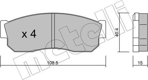 Metelli 22-0202-0 - Тормозные колодки, дисковые, комплект autosila-amz.com