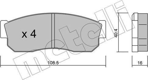 Metelli 22-0202-1 - Тормозные колодки, дисковые, комплект autosila-amz.com