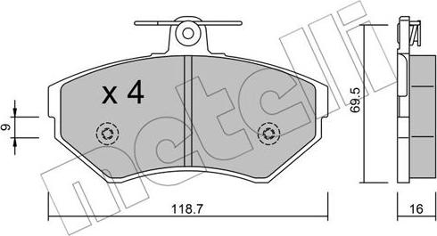 Metelli 22-0215-1 - Тормозные колодки, дисковые, комплект autosila-amz.com