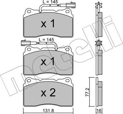 Metelli 22-0288-0 - Тормозные колодки, дисковые, комплект autosila-amz.com