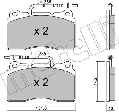 Metelli 22-0288-2 - Тормозные колодки, дисковые, комплект autosila-amz.com