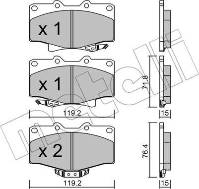 Metelli 22-0282-0 - Тормозные колодки, дисковые, комплект autosila-amz.com