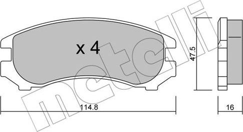 Metelli 22-0230-0 - Тормозные колодки, дисковые, комплект autosila-amz.com