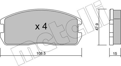 Metelli 22-0238-0 - Тормозные колодки, дисковые, комплект autosila-amz.com