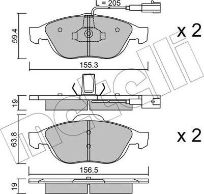 Metelli 22-0220-0 - Тормозные колодки, дисковые, комплект autosila-amz.com